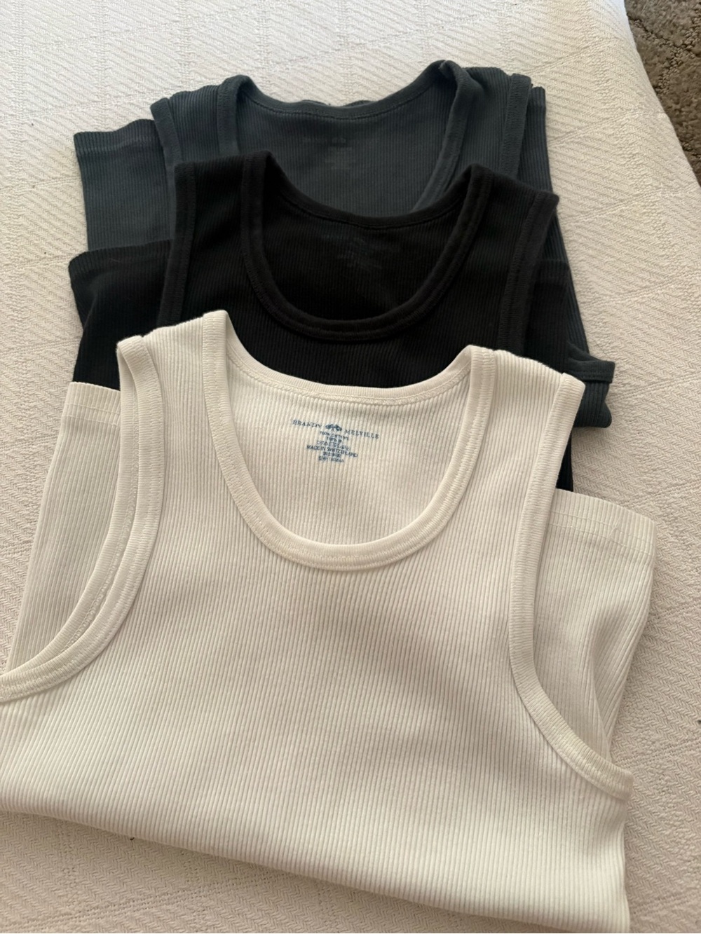 Brandy Melville Ribbed Tank Top Set — White, Black, Dark Gray